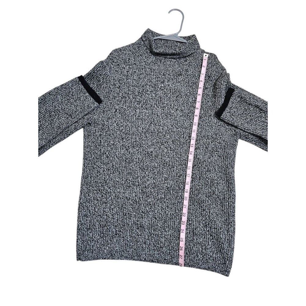 Banana Republic Merino Wool Sweater Mens L Black White Marled Rib Knit Mock Neck - Picture 7 of 7